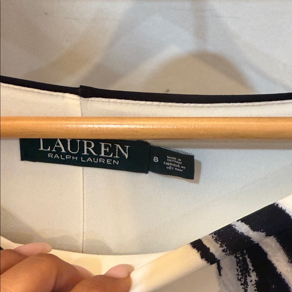 Ralph Lauren Black and Cream Asymmetrical Dress - Picture 5 of 6